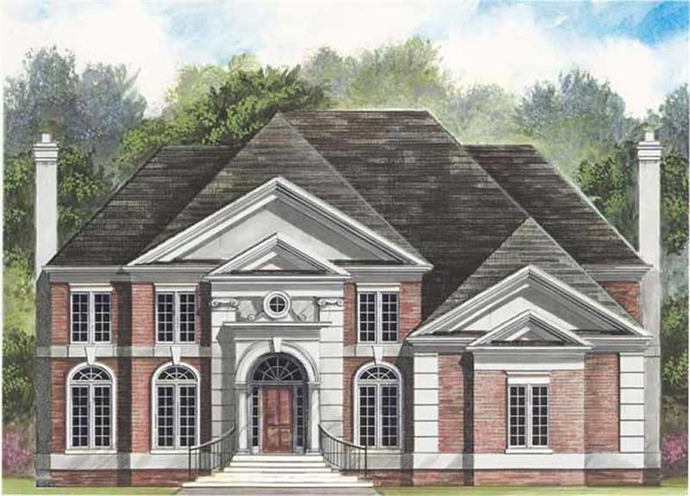 Front elevation of European home (ThePlanCollection: House Plan #106-1016)