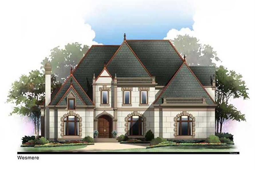 Front elevation of French home (ThePlanCollection: House Plan #106-1020)