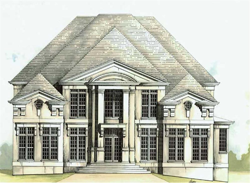 Front elevation of European home (ThePlanCollection: House Plan #106-1021)