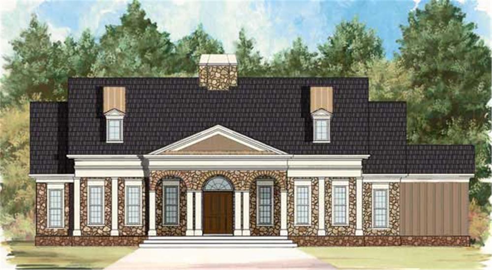 Front elevation of Southern home (ThePlanCollection: House Plan #106-1025)