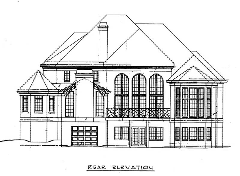 Home Plan Rear Elevation of this 4-Bedroom,3542 Sq Ft Plan -106-1027