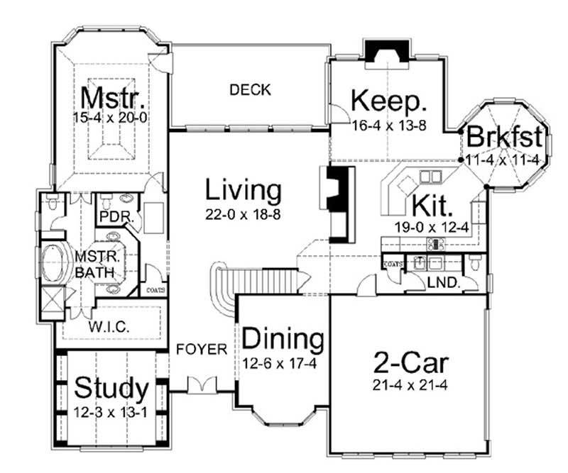 Floor Plan First Story of European Plan #106-1027