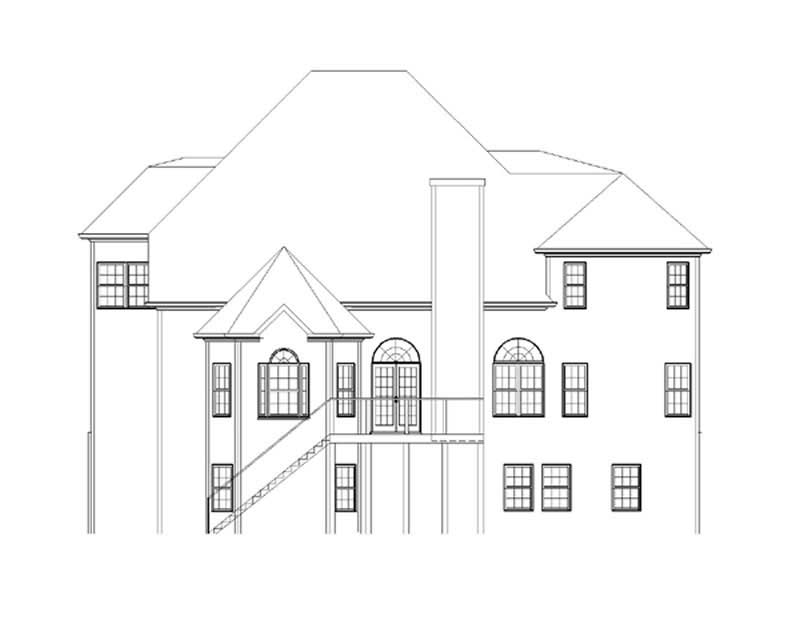 Home Plan Rear Elevation of this 5-Bedroom,3254 Sq Ft Plan -106-1045