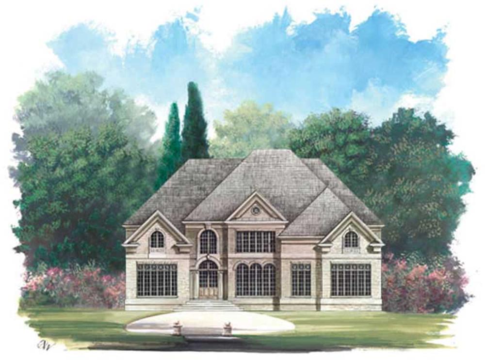 Front elevation of European home (ThePlanCollection: House Plan #106-1045)