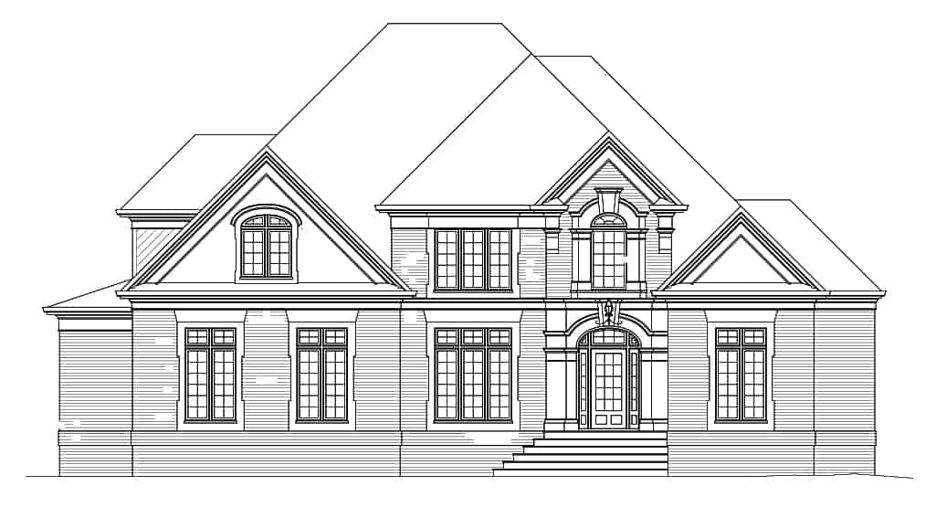 Home Plan Front Elevation of this 4-Bedroom,3527 Sq Ft Plan -106-1049