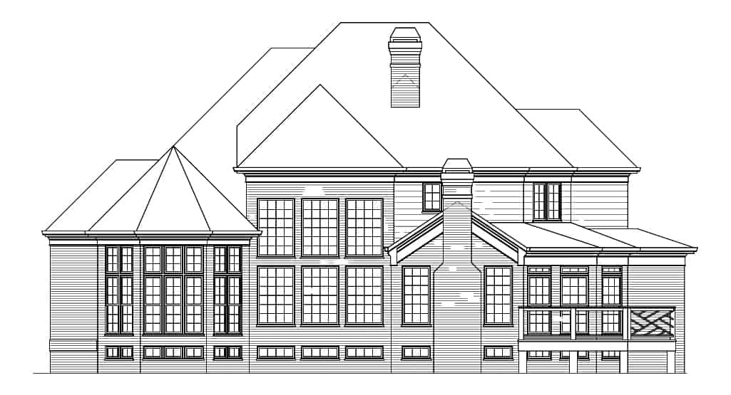 Home Plan Rear Elevation of this 4-Bedroom,3527 Sq Ft Plan -106-1049