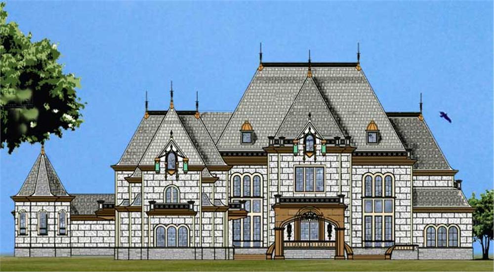 Front elevation of European home (ThePlanCollection: House Plan #106-1052)