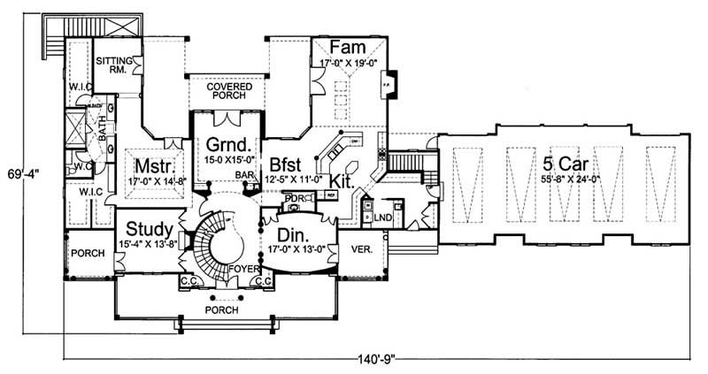 Floor Plan First Story of Colonial Plan #106-1062