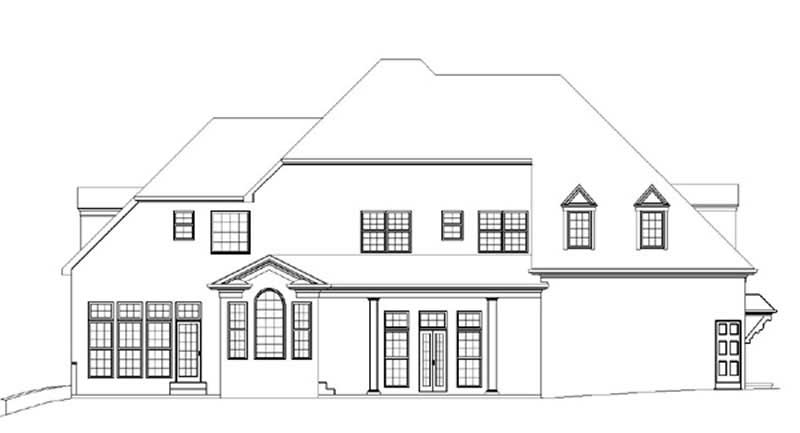 Home Plan Rear Elevation of this 4-Bedroom,3720 Sq Ft Plan -106-1073