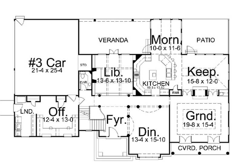 Floor Plan First Story of European Plan #106-1073