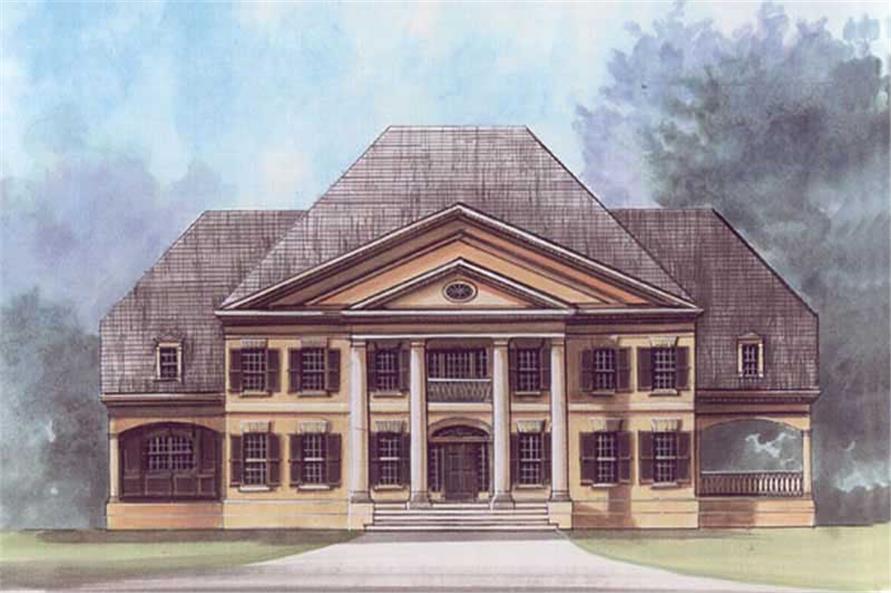 Front elevation of Colonial home (ThePlanCollection: House Plan #106-1077)
