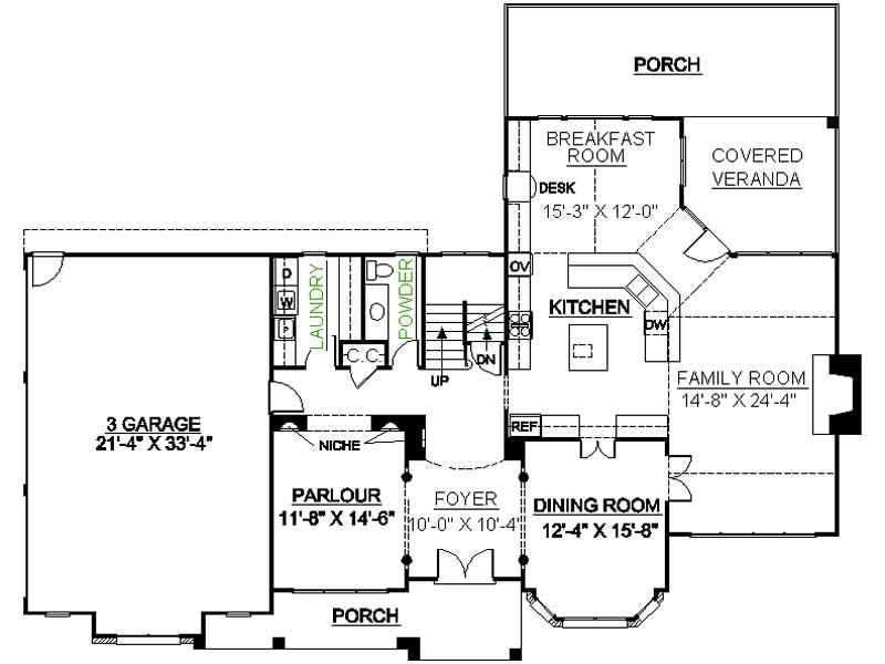 Floor Plan First Story of European Plan #106-1082