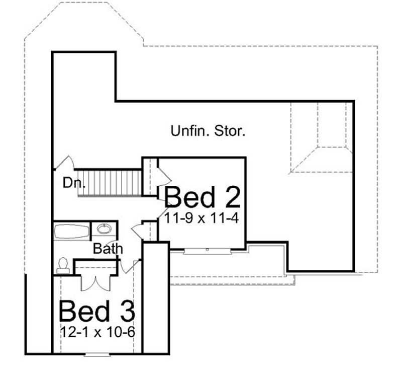 Floor Plan Second Story of European Plan #106-1090
