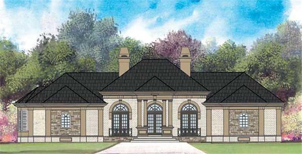 Front elevation of European home (ThePlanCollection: House Plan #106-1092)