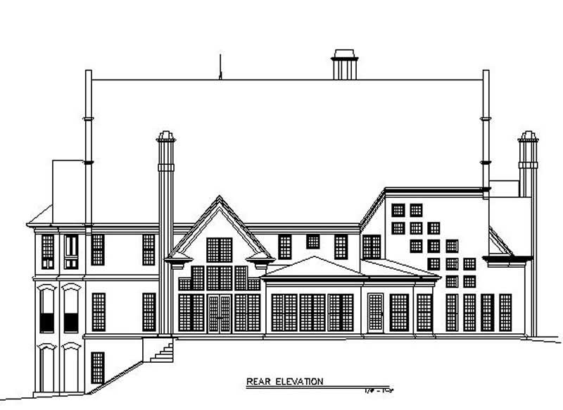 Home Plan Rear Elevation of this 5-Bedroom,4697 Sq Ft Plan -106-1094