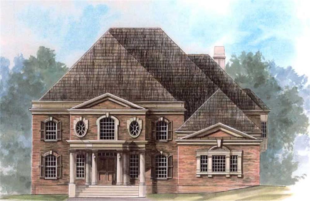 Front elevation of Luxury home (ThePlanCollection: House Plan #106-1103)