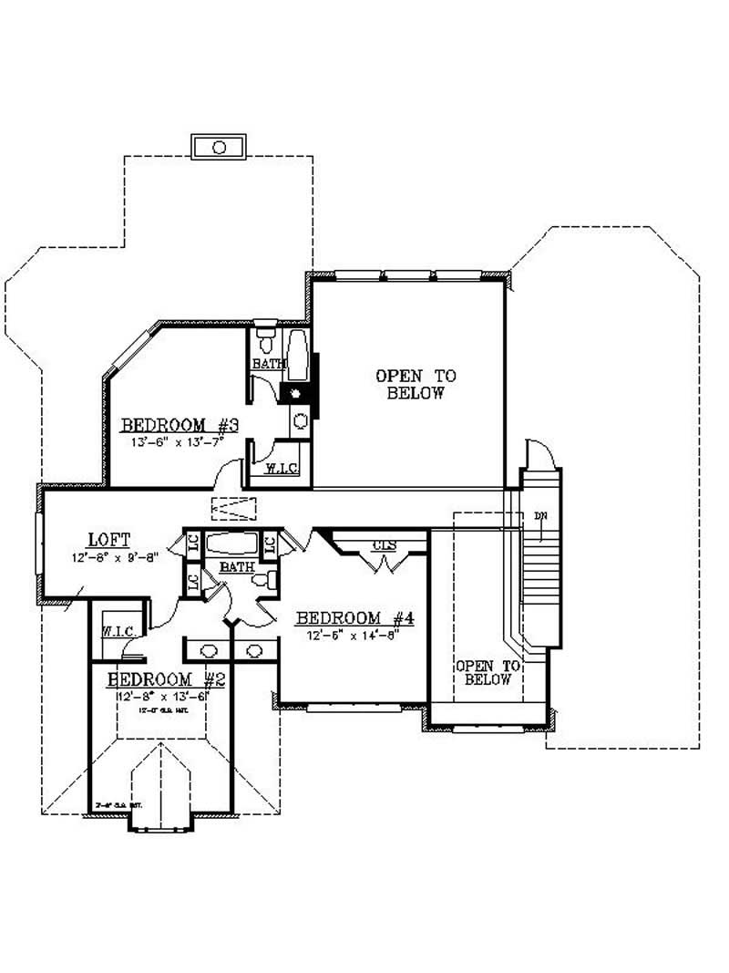 Floor Plan Second Story of European Plan #106-1112