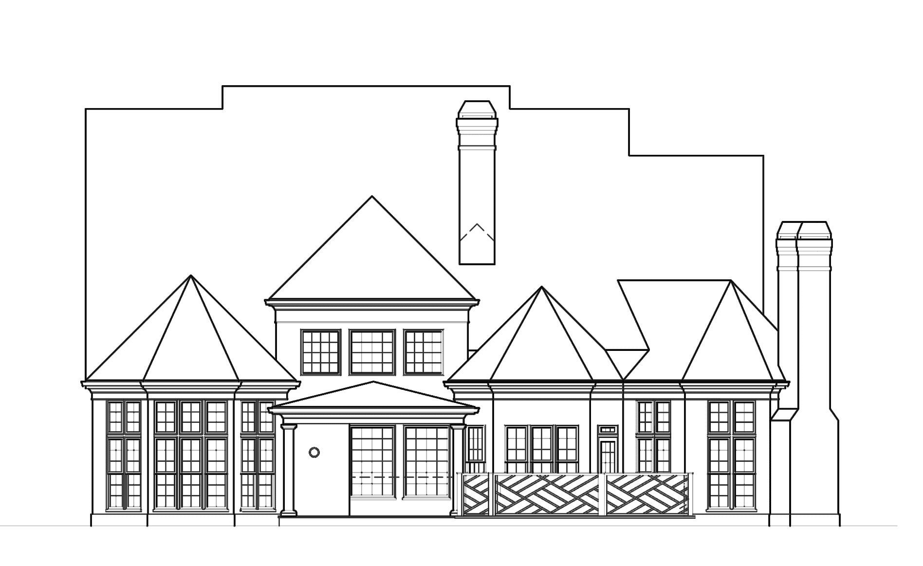Home Plan Rear Elevation of this 4-Bedroom,3304 Sq Ft Plan -106-1119