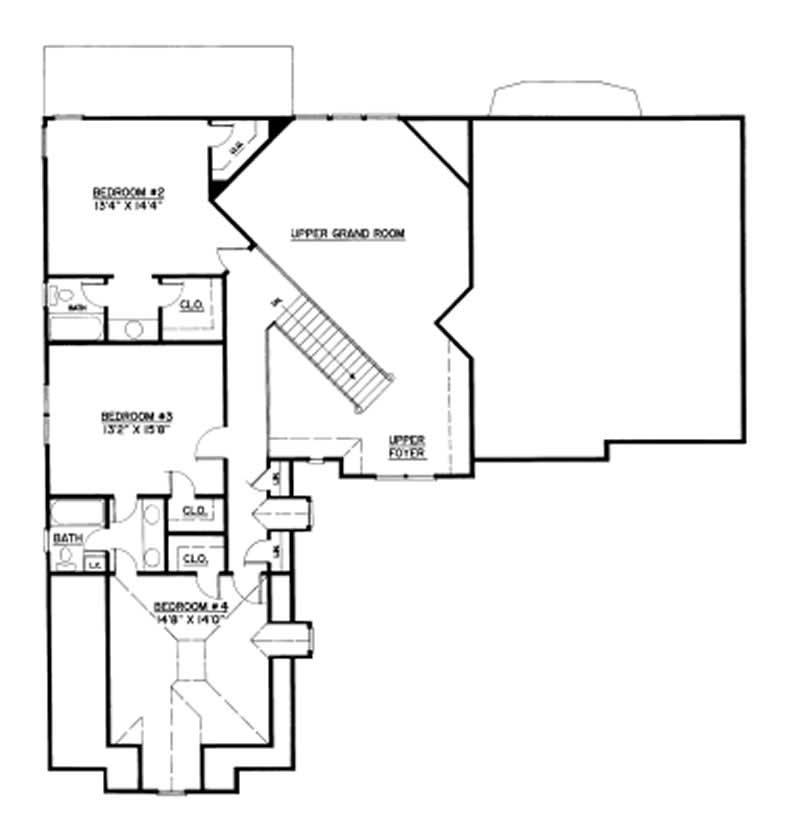 Floor Plan Second Story of European Plan #106-1121