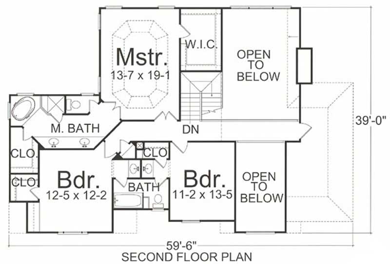 Floor Plan Upper Level of Country Plan #106-1122