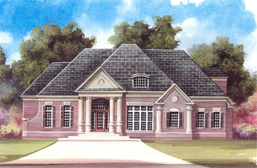 Front elevation of European home (ThePlanCollection: House Plan #106-1123)