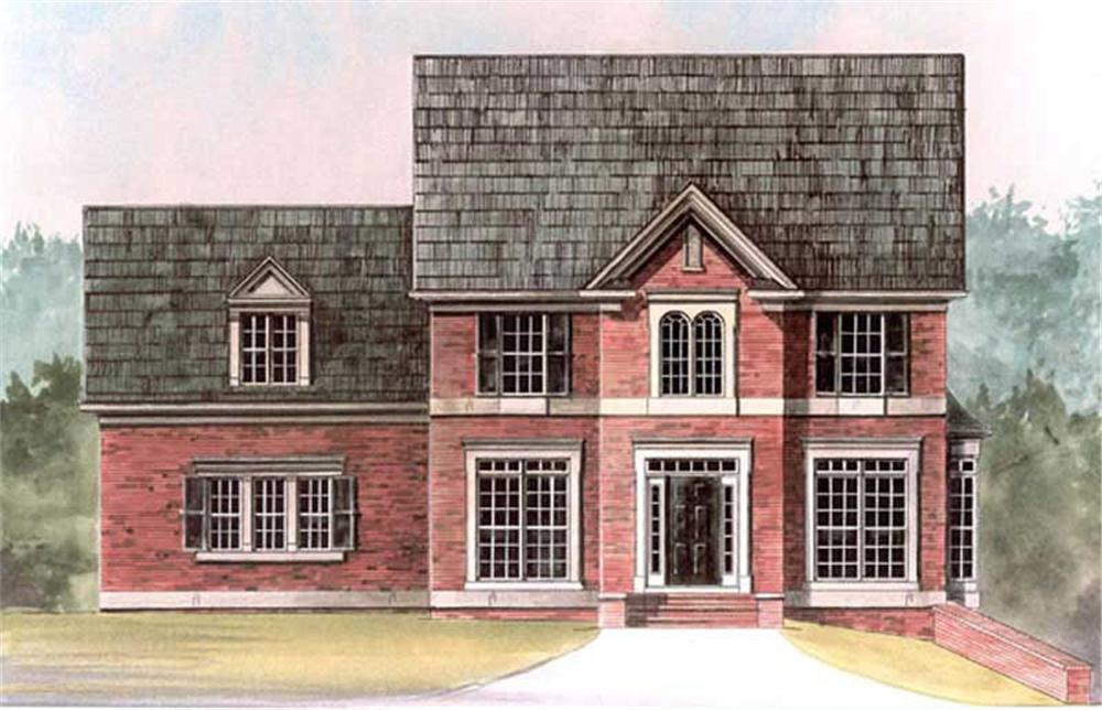 Front elevation of European home (ThePlanCollection: House Plan #106-1128)