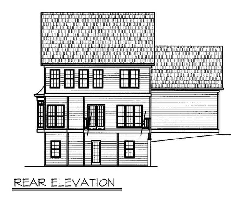 Home Plan Rear Elevation of this 4-Bedroom,2004 Sq Ft Plan -106-1128