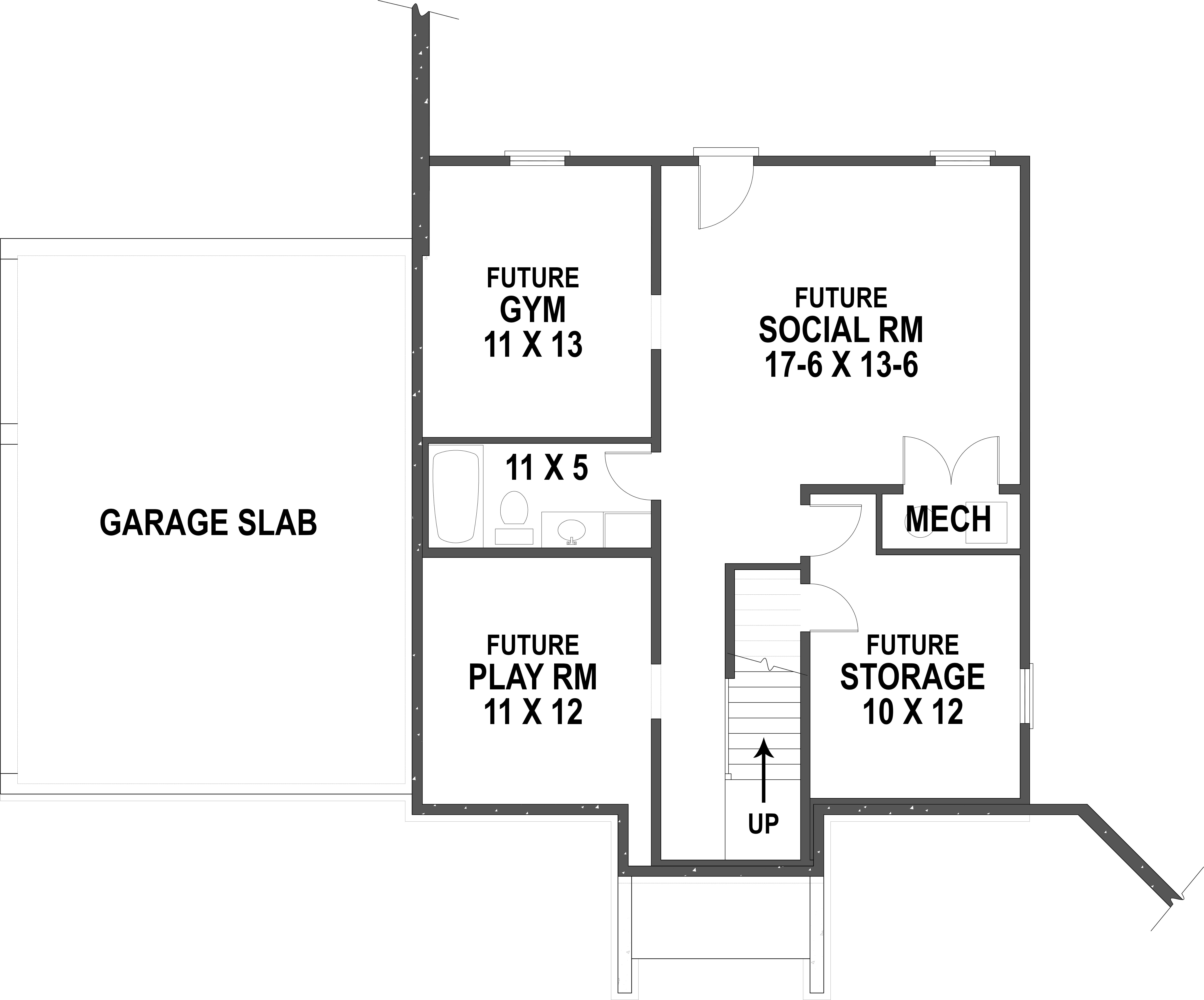 Floor Plan Basement of European Plan #106-1128