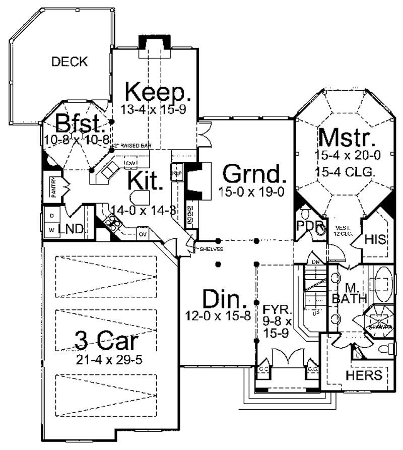 Floor Plan First Story of European Plan #106-1139