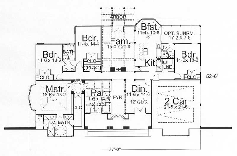 Floor Plan First Story of European Plan #106-1141