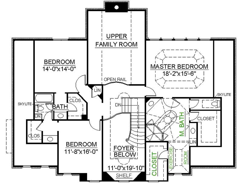 Floor Plan Second Story of European Plan #106-1144