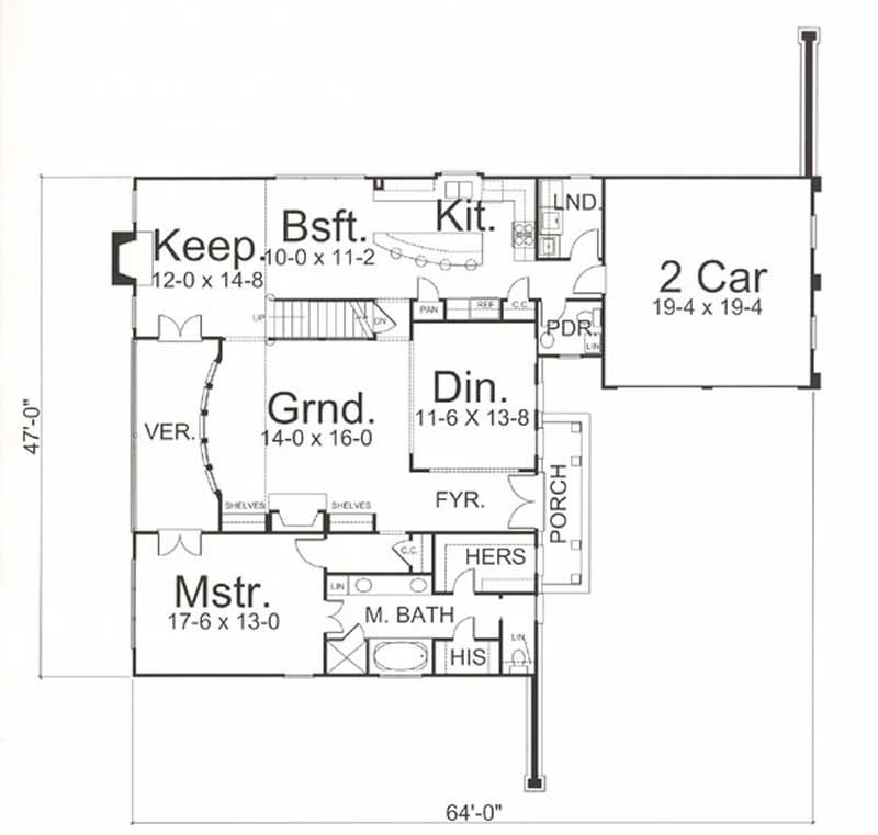 European Home with 3 Bedrooms, 2505 Sq Ft Floor Plan