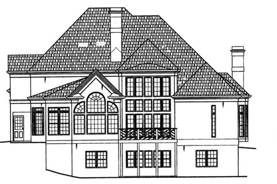 Home Plan Rear Elevation of this 4-Bedroom,3143 Sq Ft Plan -106-1177