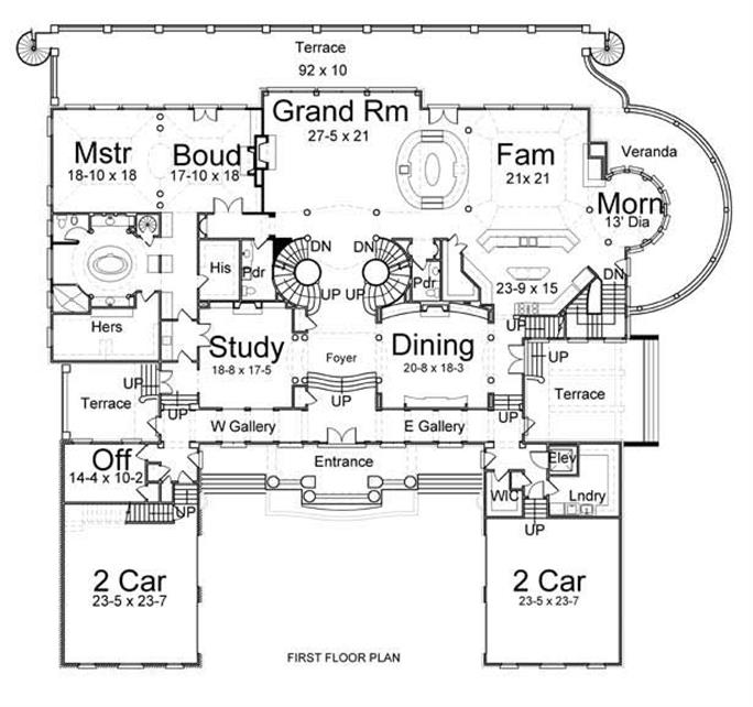 Floor Plan, 2 Story Mansion House Plans