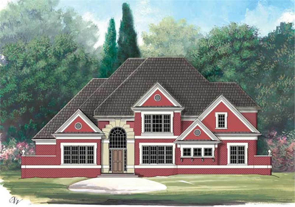Front elevation of European home (ThePlanCollection: House Plan #106-1201)