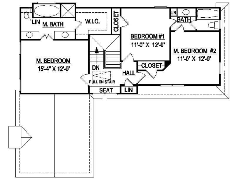 Floor Plan Second Story of European Plan #106-1219