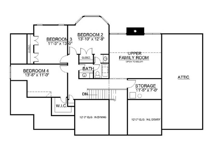 Floor Plan Second Story of European Plan #106-1222