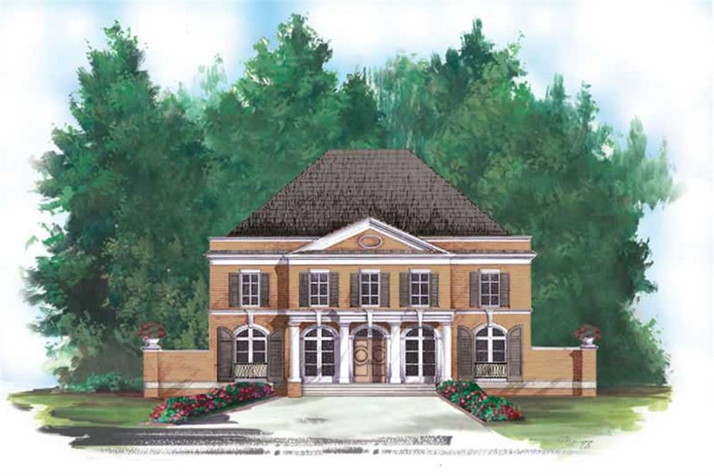Front elevation of Georgian home (ThePlanCollection: House Plan #106-1226)