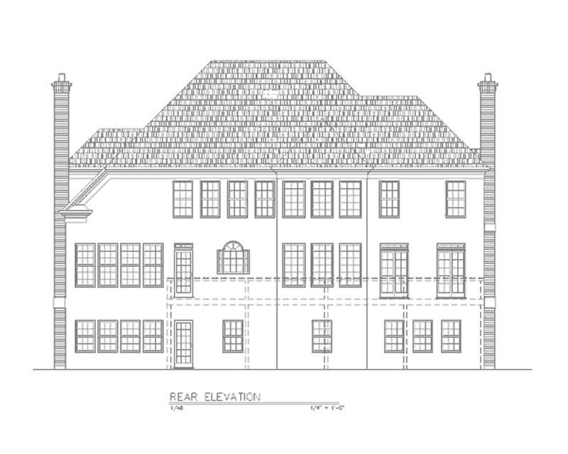 Home Plan Rear Elevation of this 4-Bedroom,3324 Sq Ft Plan -106-1227