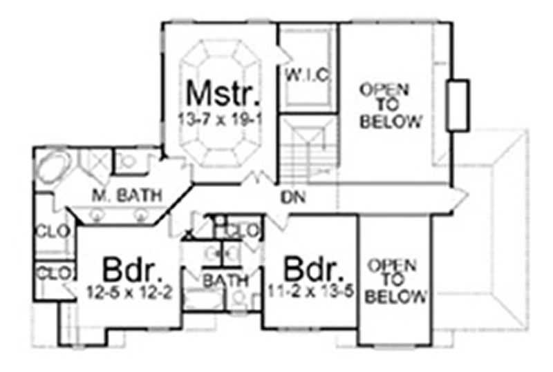 Floor Plan Second Story of European Plan #106-1238