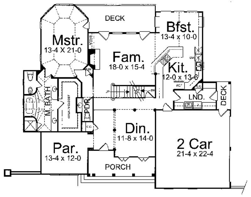 Floor Plan First Story of European Plan #106-1246
