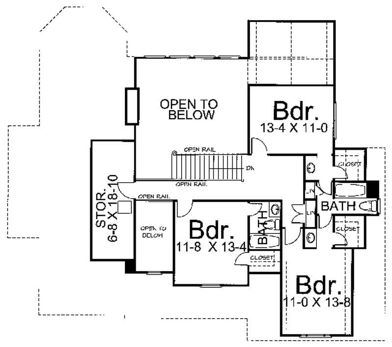 Floor Plan Second Story of European Plan #106-1246