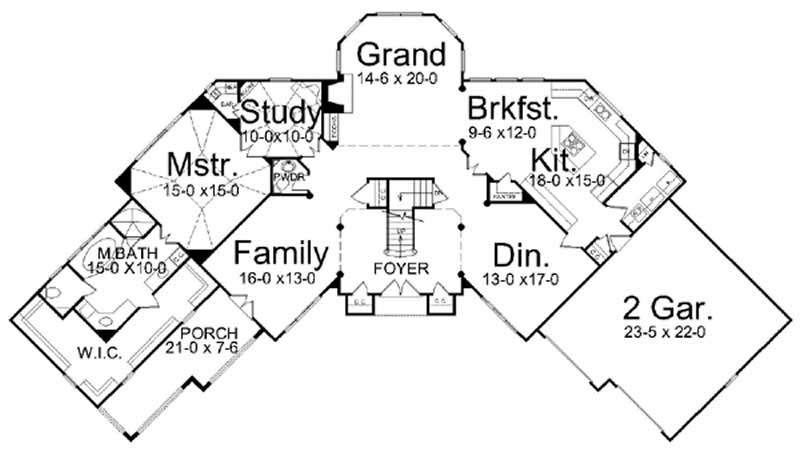 Floor Plan First Story of European Plan #106-1248
