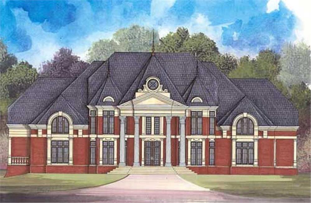 Front elevation of Luxury home (ThePlanCollection: House Plan #106-1262)