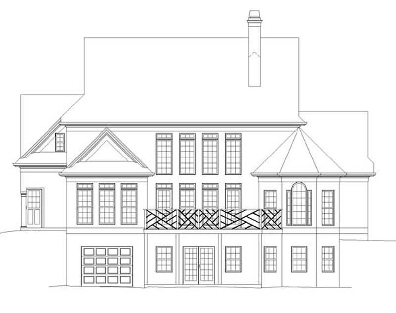 Home Plan Rear Elevation of this 4-Bedroom,2773 Sq Ft Plan -106-1267