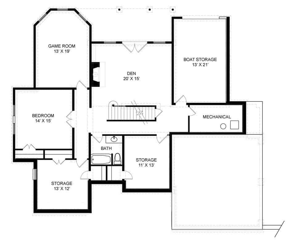 Floor Plan Basement of Rustic Plan #106-1267