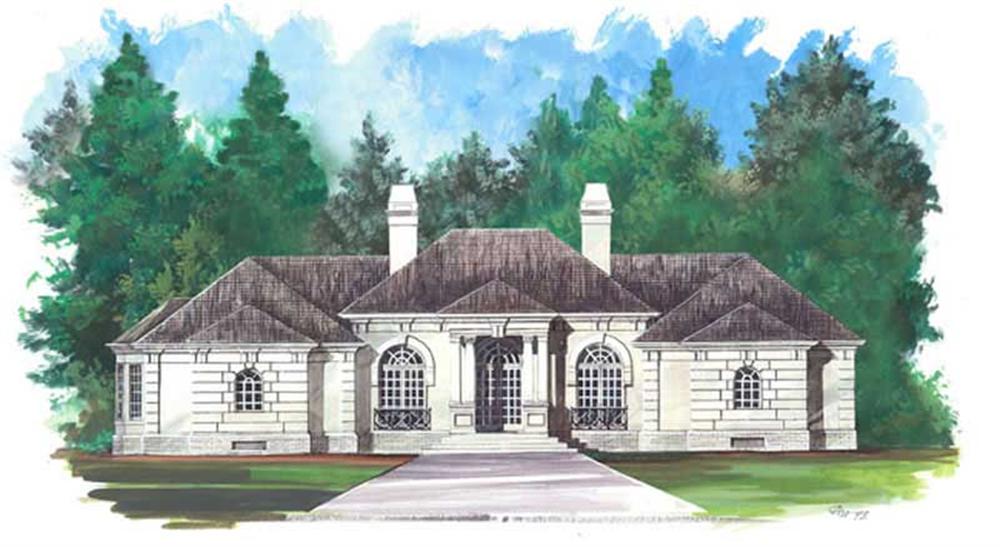 Front elevation of European home (ThePlanCollection: House Plan #106-1270)