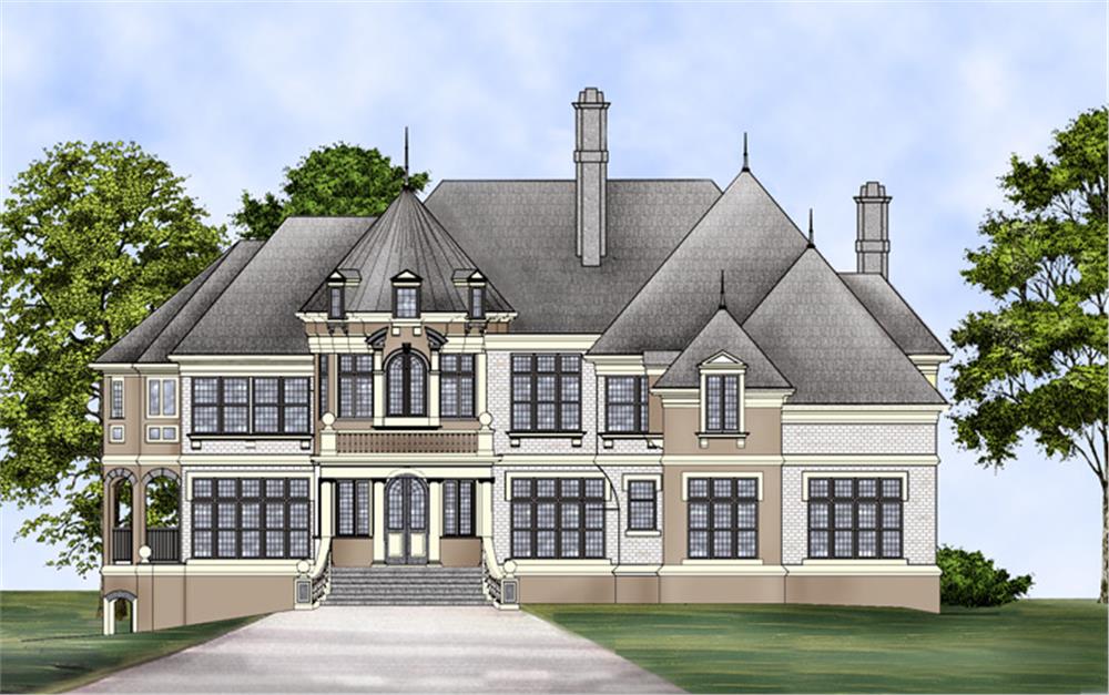 Front elevation of Luxury home (ThePlanCollection: House Plan #106-1287)