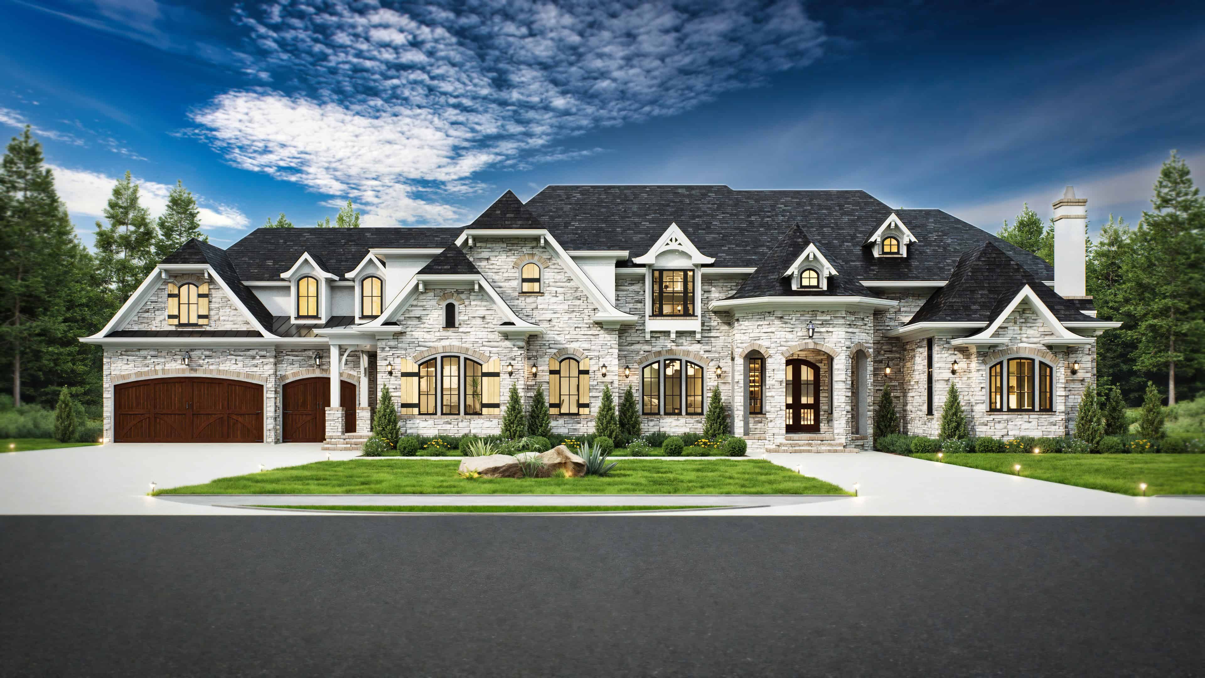 Front elevation of Luxury home (ThePlanCollection: House Plan #106-1294)