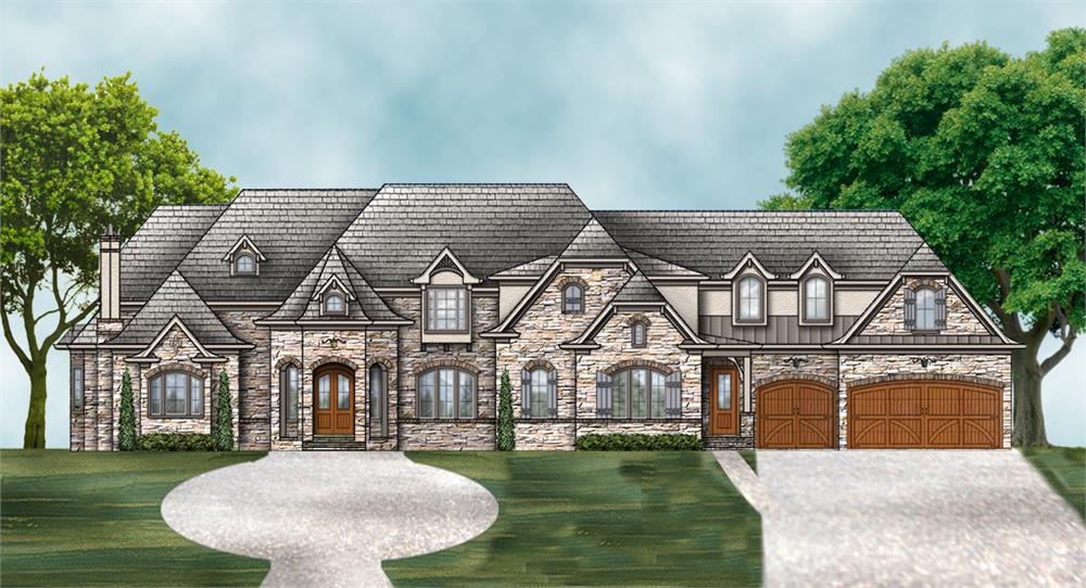 Front elevation of Luxury home (ThePlanCollection: House Plan #106-1294)